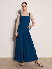 Apricot Blue Crepe Wide-Leg Jumpsuit - Image 1 of 4