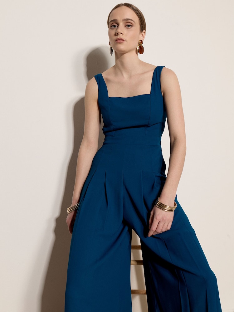 Apricot Blue Crepe Wide-Leg Jumpsuit - Image 4 of 4