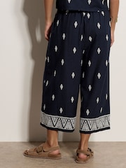 Apricot Blue Cotton-Blend Embroidered Culottes - Image 2 of 4