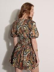 Apricot Green Paisley Bubble Hem Mini Dress - Image 5 of 5
