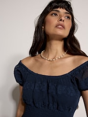 Синий - Apricot Lace Milkmaid Maxi Dress - Изображение 4 5