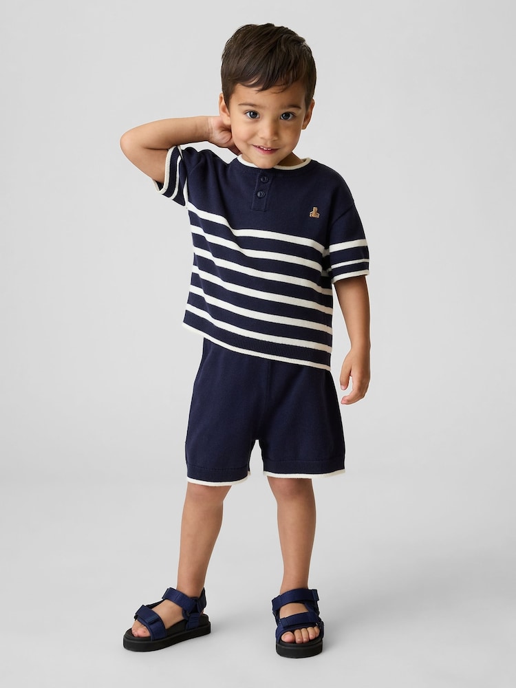 Gap Navy Henley Stripe knitted Set (6mths-5yrs) - Image 1 of 4