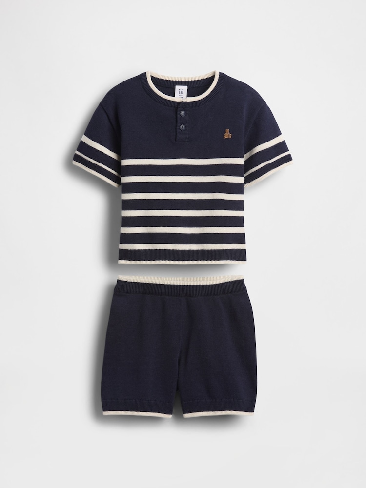 Gap Navy Henley Stripe knitted Set (6mths-5yrs) - Image 2 of 4