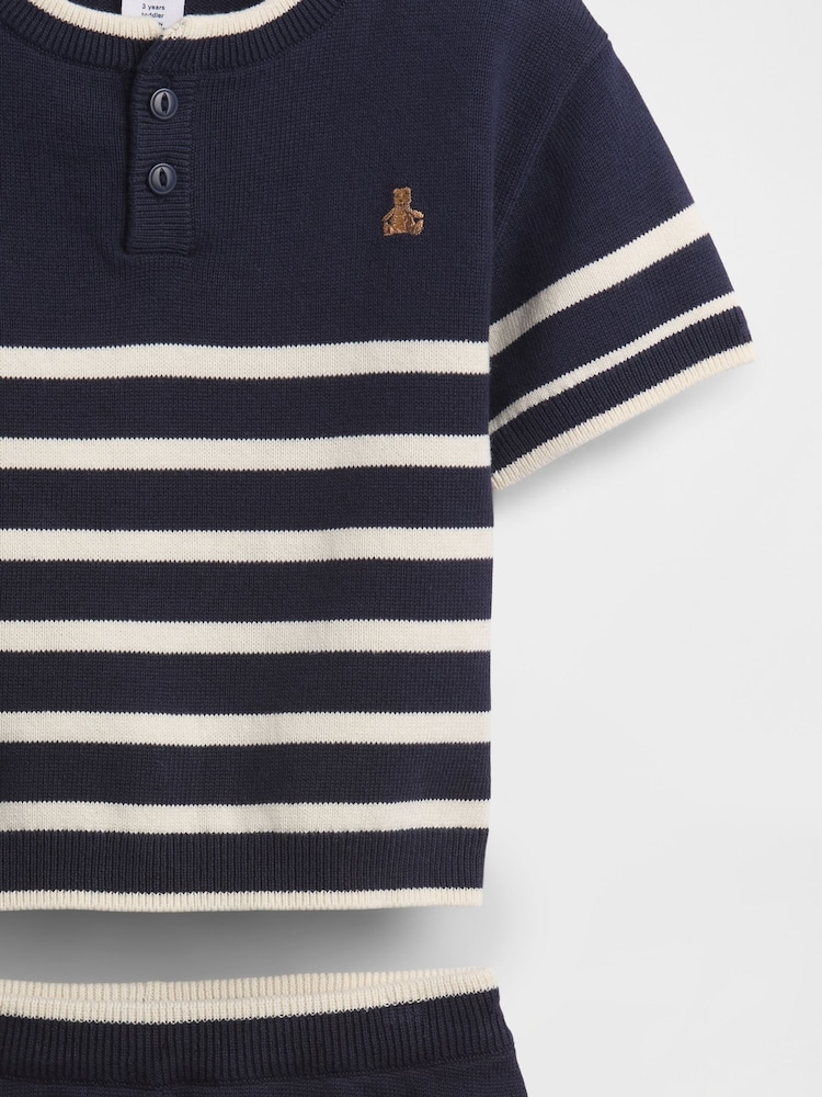 Gap Navy Henley Stripe knitted Set (6mths-5yrs) - Image 4 of 4