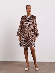 Joanna Hope Animal Pleated Shift Dress - Image 1 of 4
