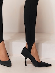 Lipsy x Gemma Owen Black Structured Jersey Stirrup Leggings - Image 2 of 5