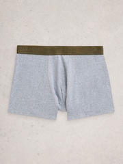 White Stuff Green Hove Print & Plain Boxers 2 Pack - Image 2 of 4