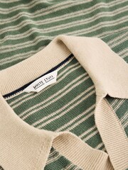White Stuff Green Thame Linen Blend Knitted Polo Shirt - Image 6 of 6