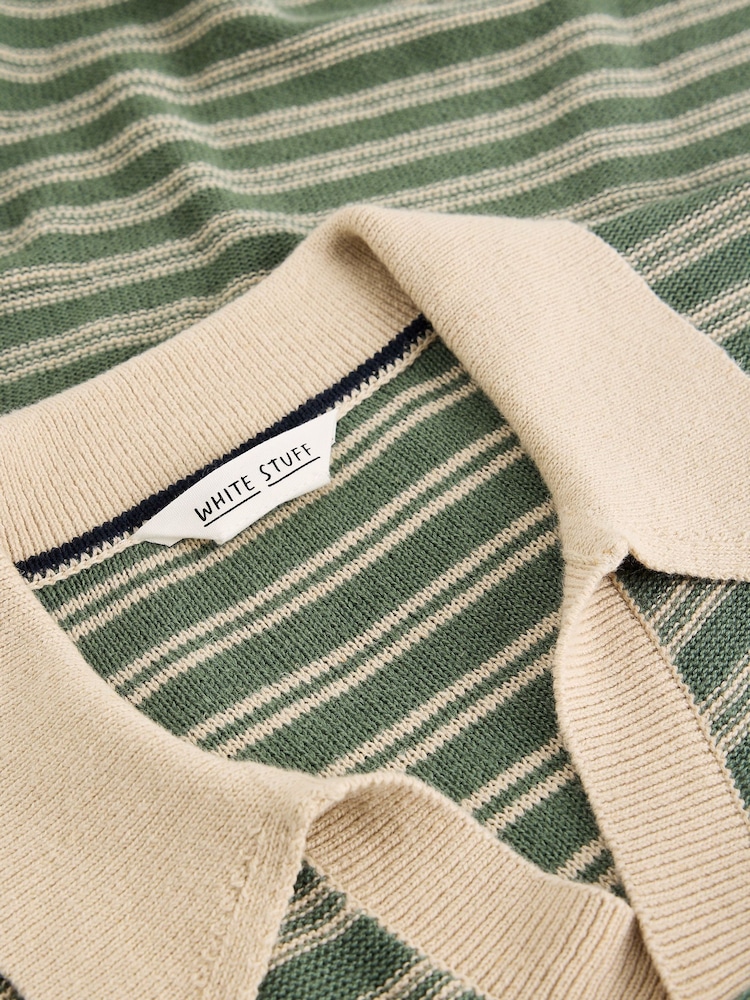 White Stuff Green Thame Linen Blend Knitted Polo Shirt - Image 6 of 6 White Stuff Green Thame Linen Blend Knitted Polo Shirt - Image 6 of 6