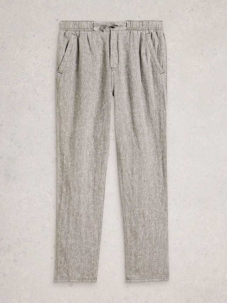 White Stuff Grey Skelmer Linen Trousers - Image 1 of 2
