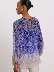 Joanna Hope Blue Volume Sleeve Blouse - Image 2 of 4
