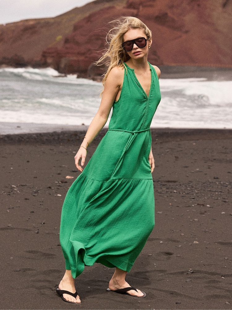 green rope dress Womens Ro&Zo Green Cheesecloth Rope Belt Dress US 10