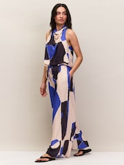 Ro&Zo Blue Petite Abstract Print Trousers - Image 1 of 4