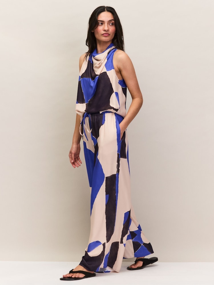 Ro&Zo Blue Petite Abstract Print Trousers - Image 1 of 4