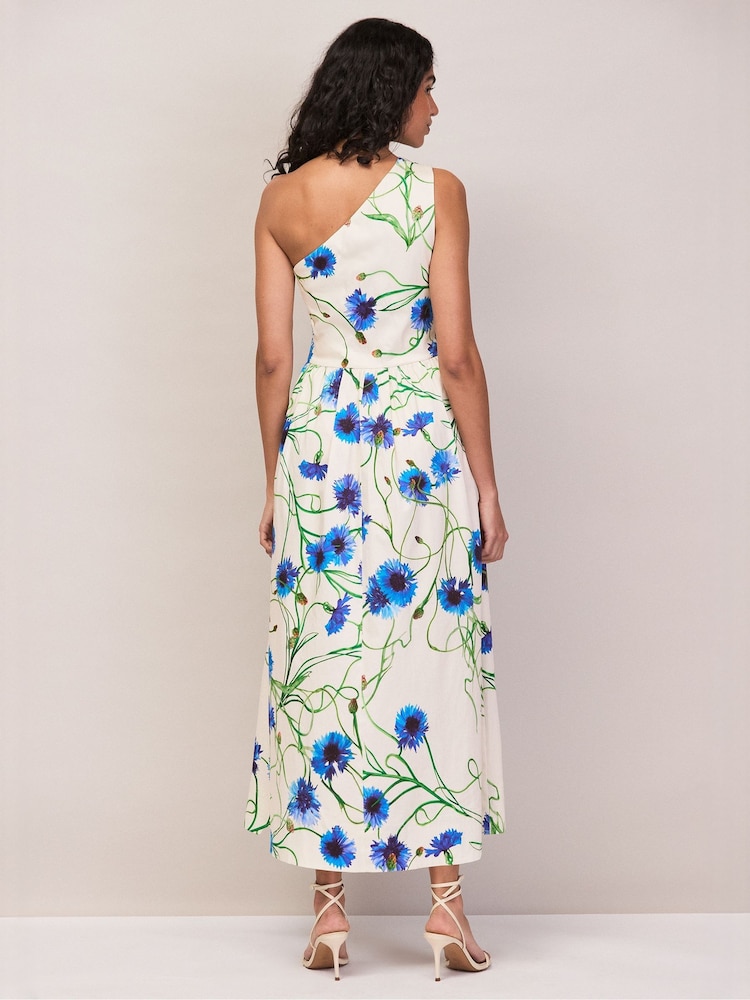 Ro&Zo White Aubrey Clematis Print One Shoulder Dress - Image 2 of 7