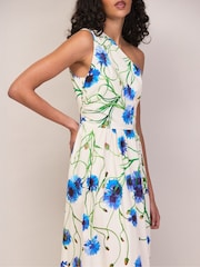 Ro&Zo White Aubrey Clematis Print One Shoulder Dress - Image 5 of 7