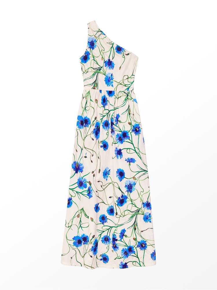 Ro&Zo White Aubrey Clematis Print One Shoulder Dress - Image 7 of 7