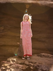 Ro&Zo Red Petite Stripe Knit Midi Dress - Image 2 of 6