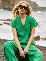 Ro&Zo Green Frill Neck Cheesecloth Top - Image 1 of 5