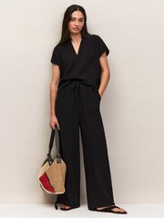 Ro&Zo Black Frill Neck Cheesecloth Top - Image 3 of 6