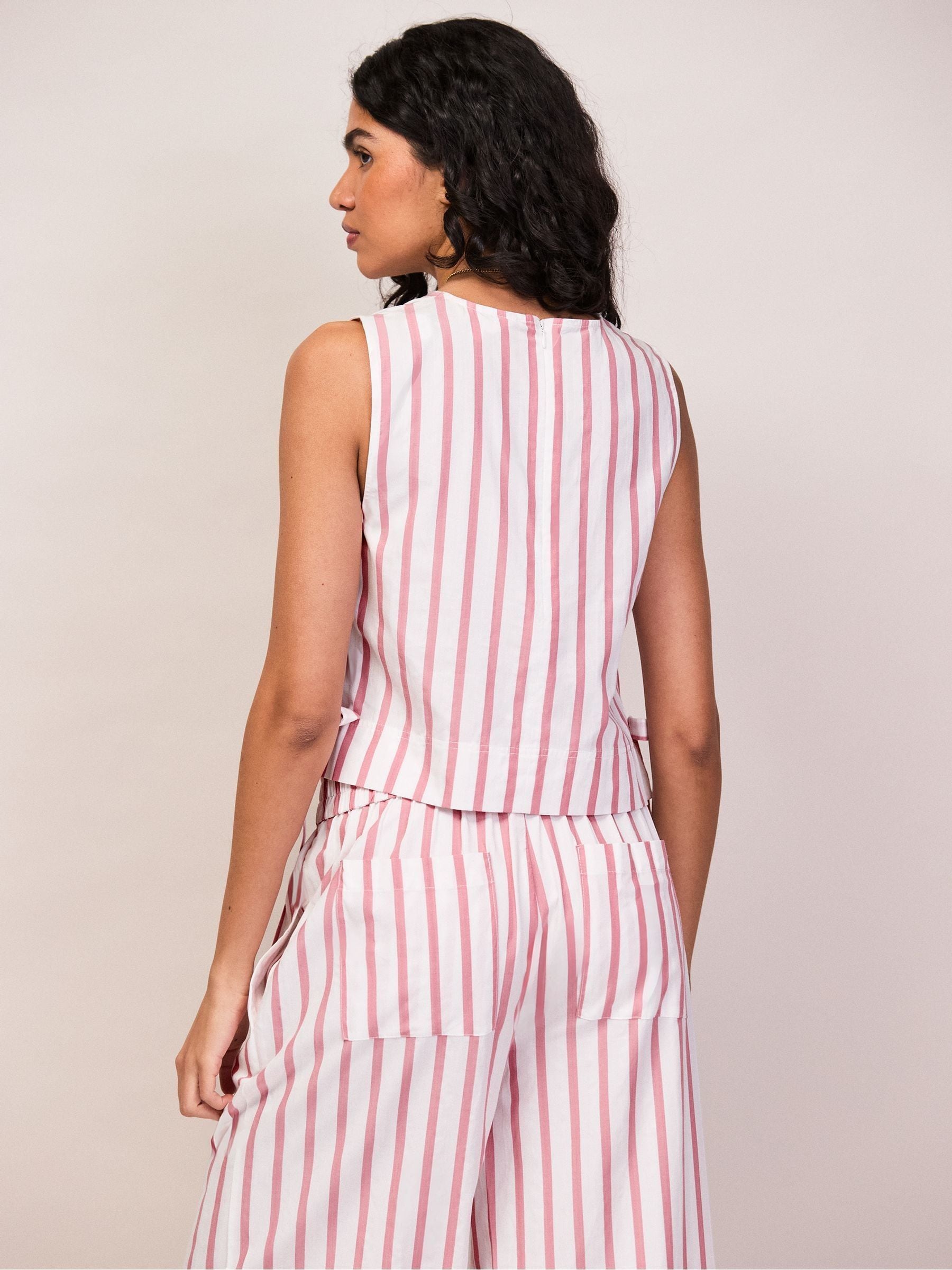 Buy Ro&Zo Pink Stripe Cotton Blend Tie Side Shell Top from Next USA