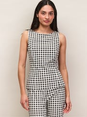 Ro&Zo Ivory/Black Gingham Peplum Top - Image 3 of 4
