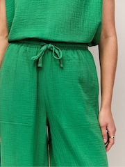 Verde - Ro&Zo Cheesecloth Drawstring Cuff Trousers - Imagen 4 de 6