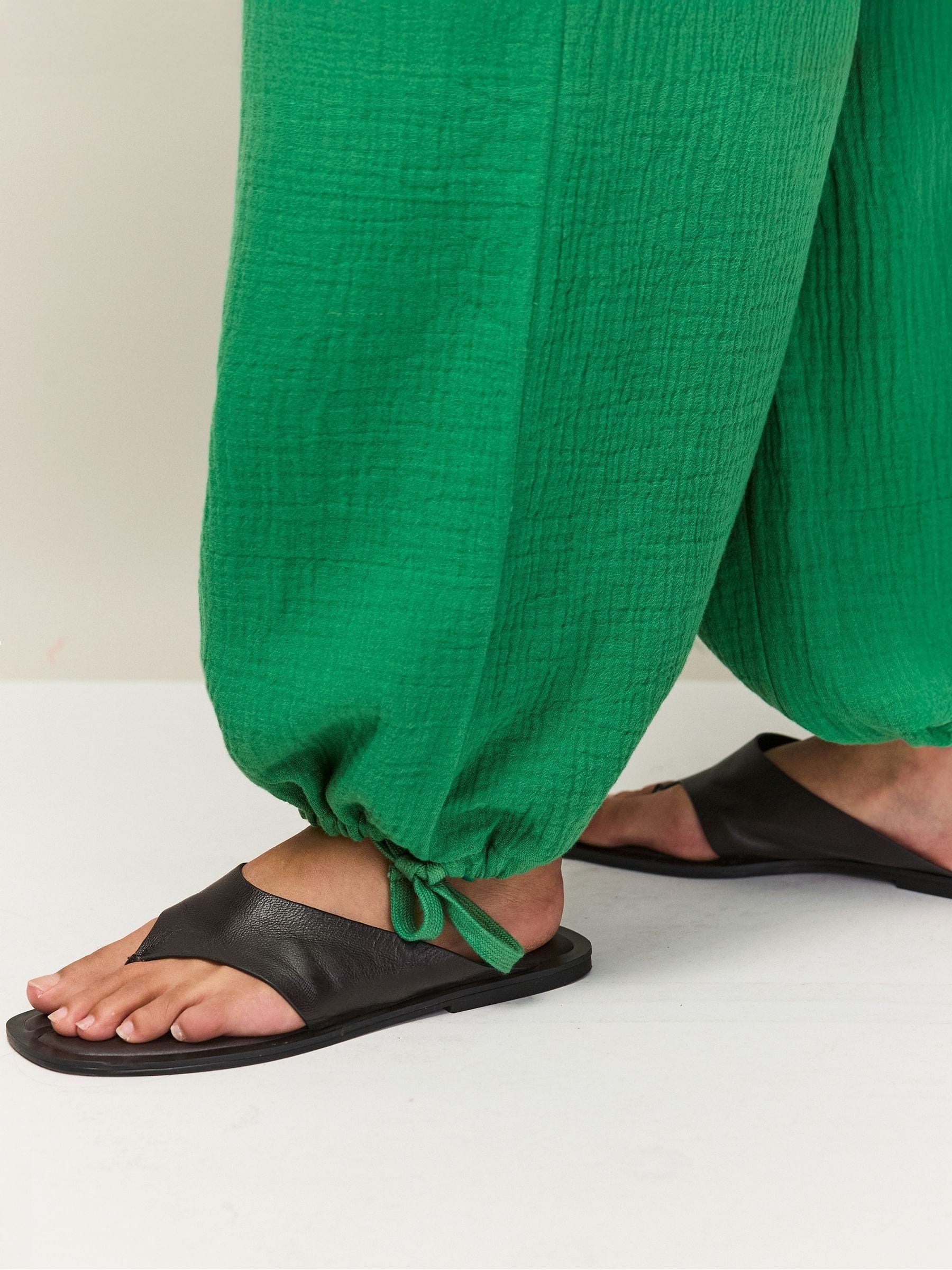 Buy Ro&Zo Green Cheesecloth Drawstring Cuff Trousers from Next Romania