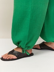 Verde - Ro&Zo Cheesecloth Drawstring Cuff Trousers - Imagen 6 de 6