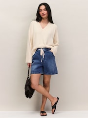 Ro&Zo Blue Denim Drawstring Shorts - Image 3 of 5