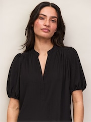 Ro&Zo Black Puff Sleeve Short Dress - Image 5 of 9