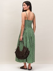 Ro&Zo Green Petite Fan Print Beaded Strap Dress - Image 2 of 5