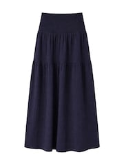 Ro&Zo Navy Blue Cheesecloth Shirred Waistband Skirt - Image 6 of 6