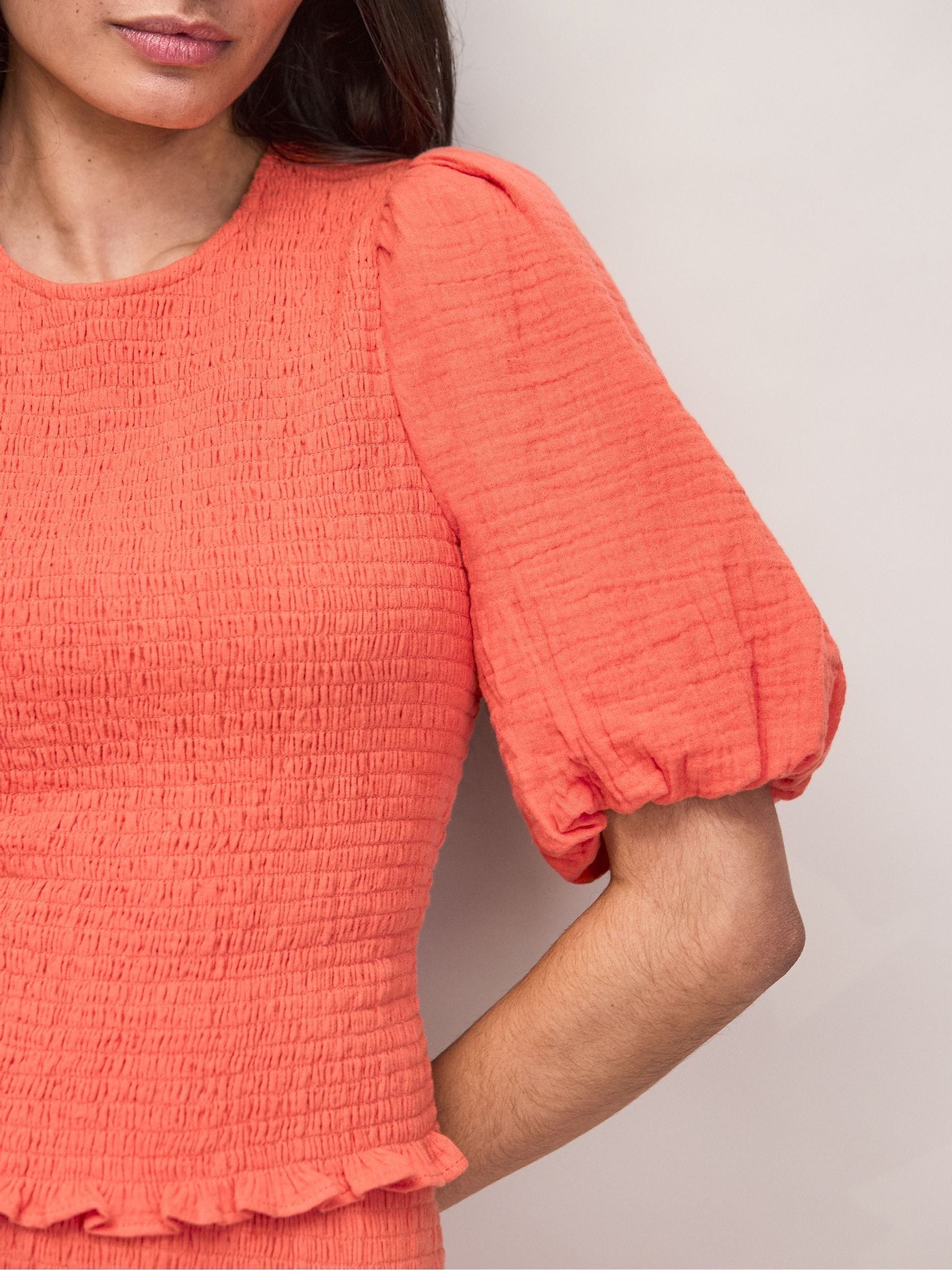Buy Ro&Zo Coral Orange Cheesecloth Shirred Top from Next USA