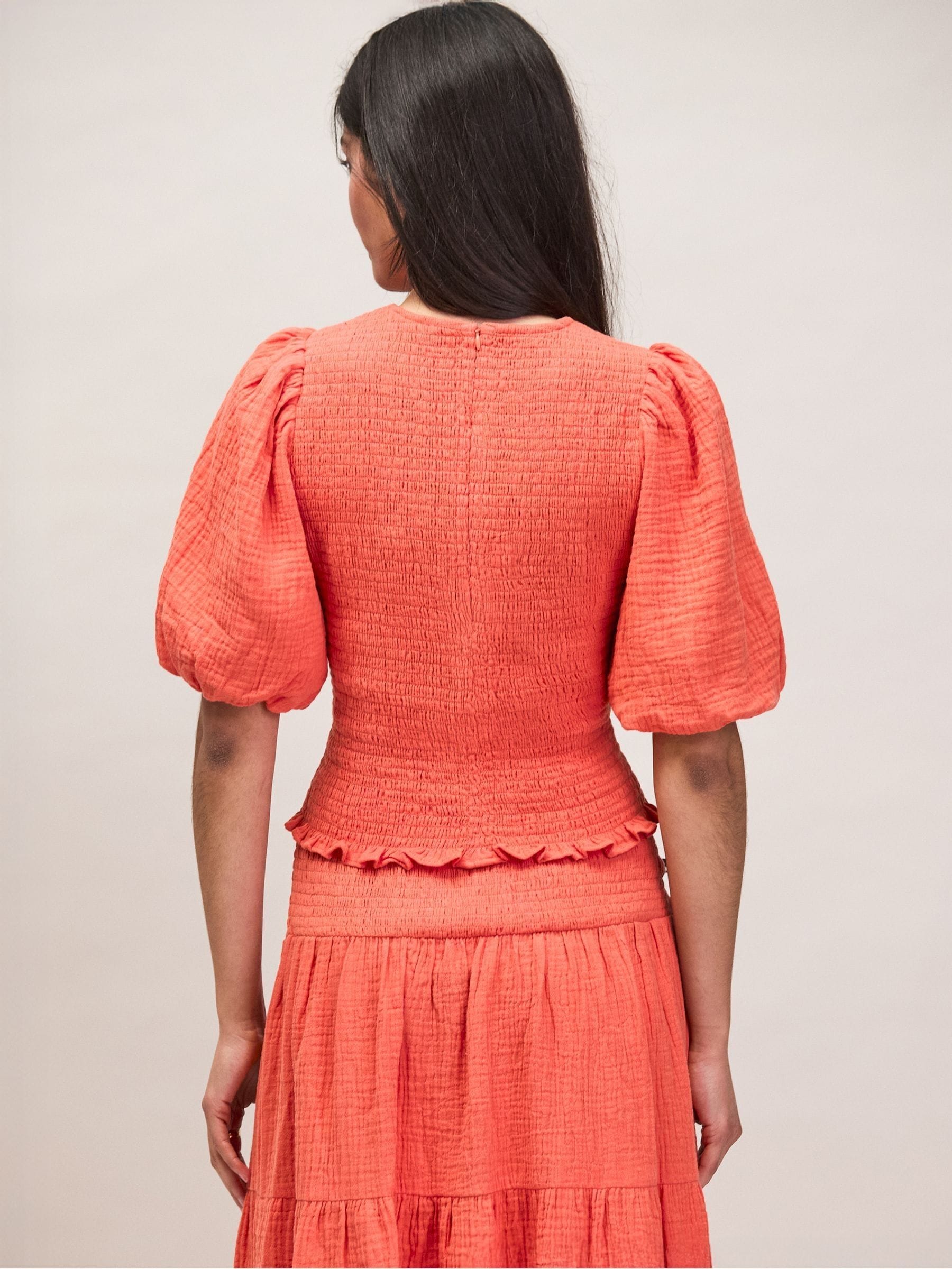 Buy Ro&Zo Coral Orange Cheesecloth Shirred Top from Next USA