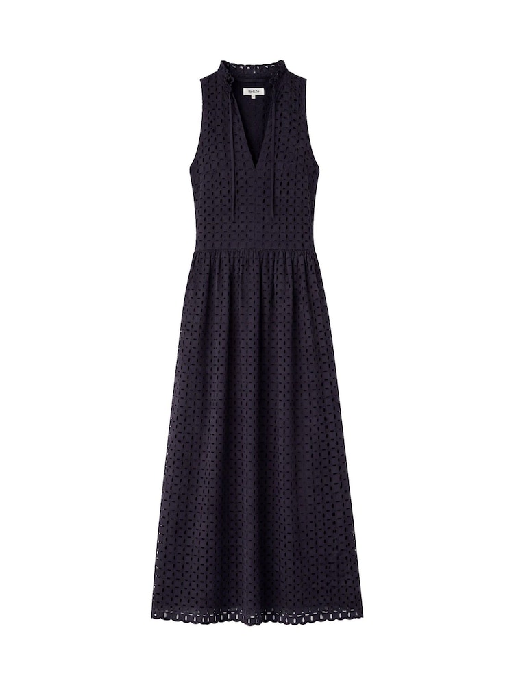 Ro&Zo Navy Broderie V-Neck Midi Dress - Imagen 6 de 6