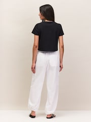 Ro&Zo White Cotton Drawstring Cuff Trousers - Image 2 of 6