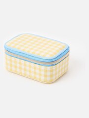Oliver Bonas Yellow Gingham Travel Jewellery Box - Image 1 of 6