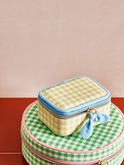 Oliver Bonas Yellow Gingham Travel Jewellery Box - Image 2 of 6