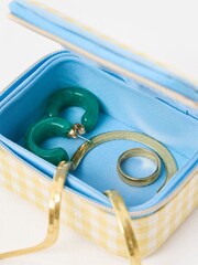 Oliver Bonas Yellow Gingham Travel Jewellery Box - Image 4 of 6