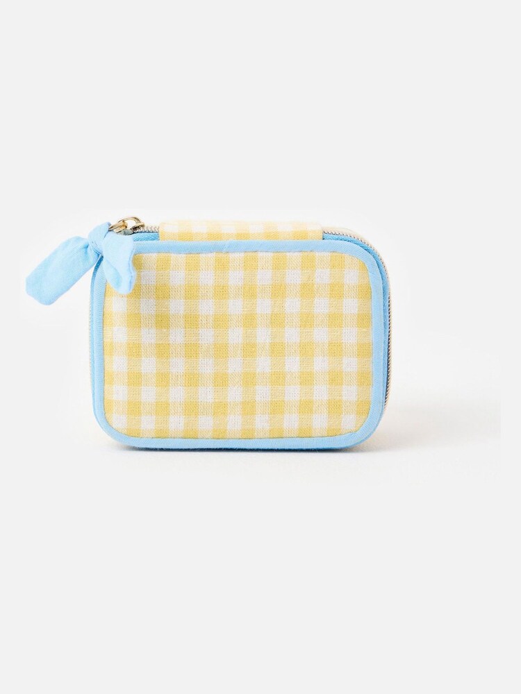 Oliver Bonas Yellow Gingham Travel Jewellery Box - Image 6 of 6
