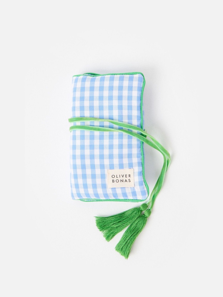 Oliver Bonas Blue Gingham Jewellery Box - Image 1 of 5