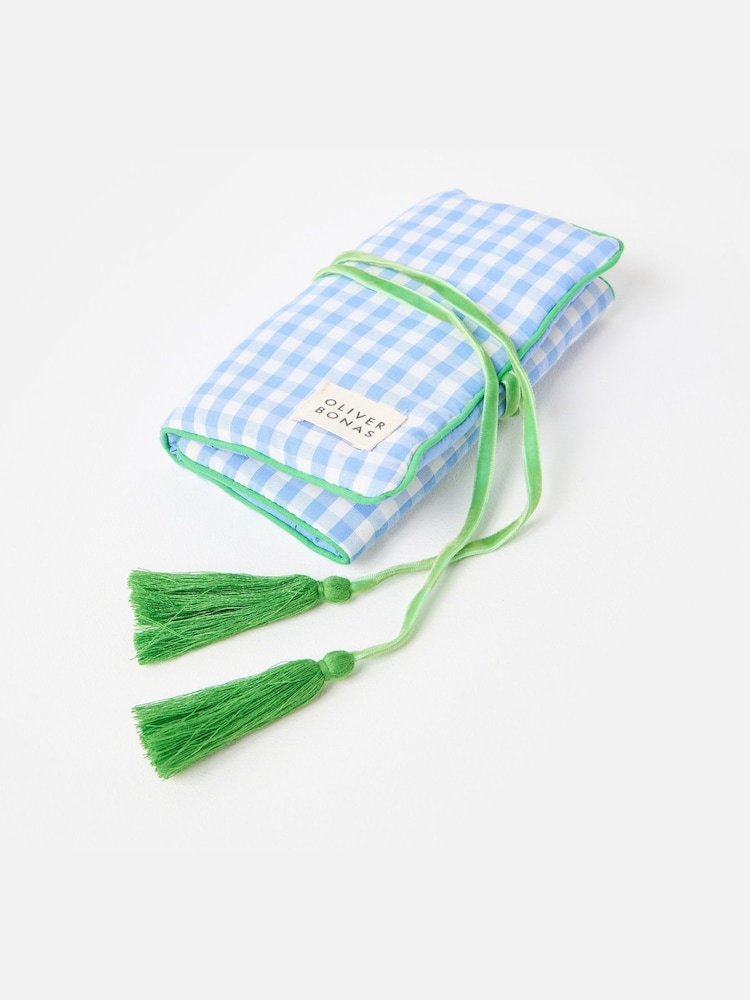 Oliver Bonas Blue Gingham Jewellery Box - Image 2 of 5