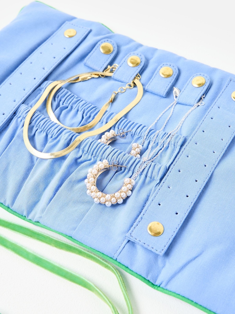 Oliver Bonas Blue Gingham Jewellery Box - Image 5 of 5