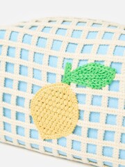 Oliver Bonas Blue Lemon Crochet Makeup Bag - Image 3 of 5