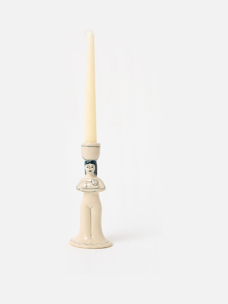 Oliver Bonas White Lyla Ceramic Candlestick Holders - Image 2 of 5
