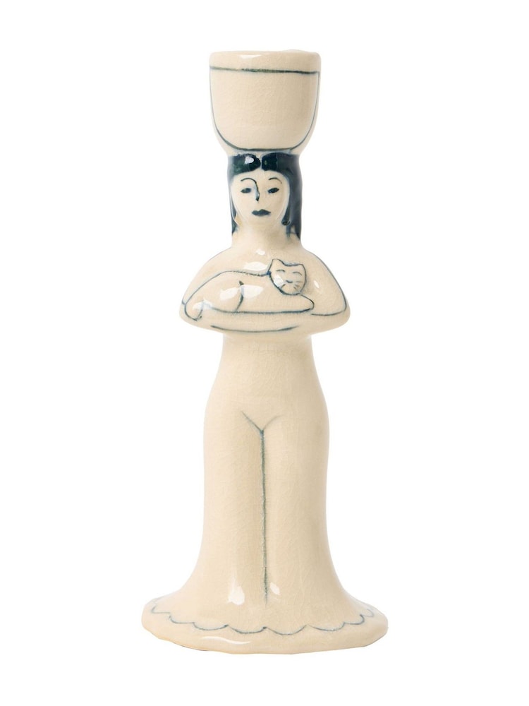 Oliver Bonas White Lyla Ceramic Candlestick Holders - Image 5 of 5