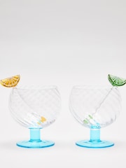 Oliver Bonas Set of 2 Blue Spritz Glasses & Stirrer - Image 1 of 6