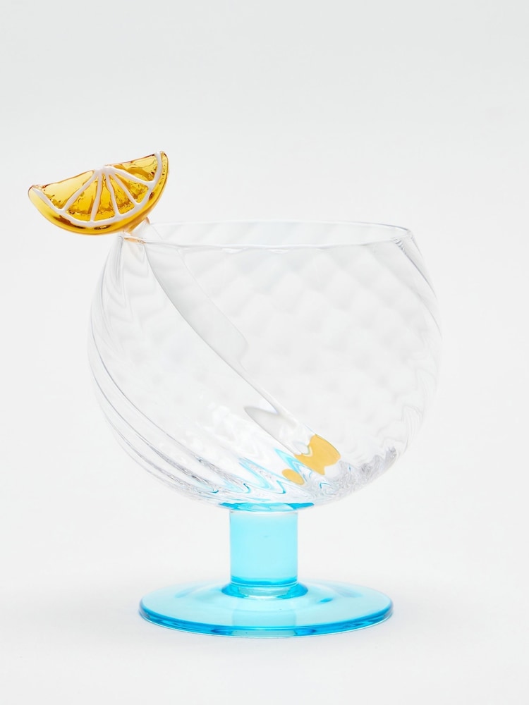 Oliver Bonas Set of 2 Blue Spritz Glasses & Stirrer - Image 2 of 6