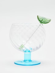 Oliver Bonas Set of 2 Blue Spritz Glasses & Stirrer - Image 3 of 6